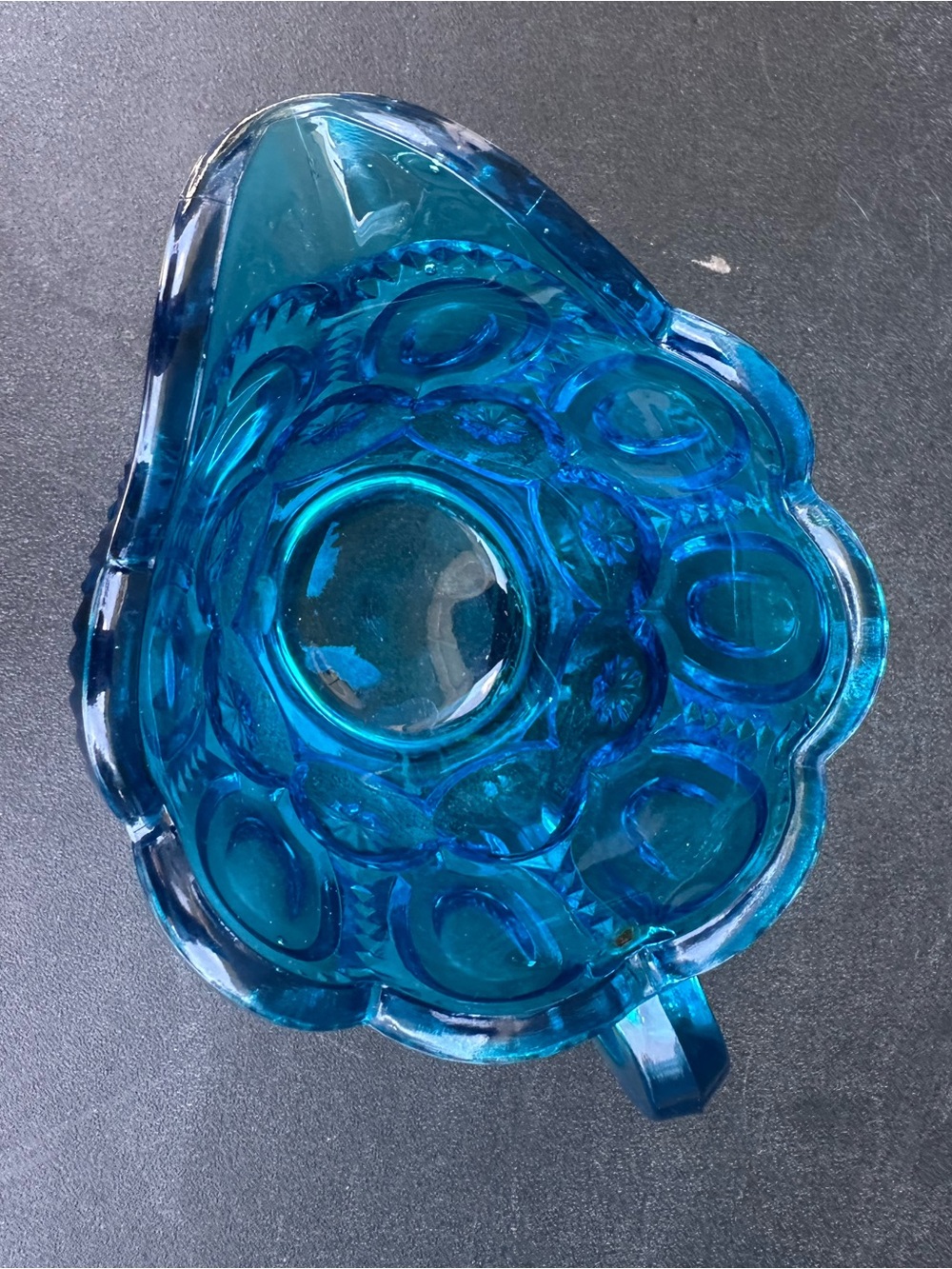Blue Glass creamer - Turquoise Decorative Design LE Smith